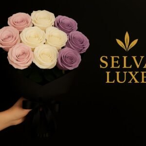Bouquet Rosas moradas y blancas Usd $159.90
